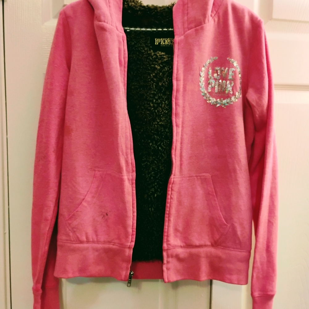 Victoria's secret pink Sherpa lined jacket
